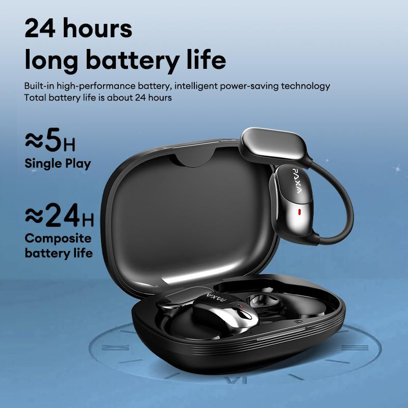 PAXA KC09 with Built-In 169-Language Translation Wireless Headphones with Electroplated Ear Hook Design – Comfortable, Great Sound, Bluetooth 5.4 Flash Connection, Wireless Earbuds for Music and Calls