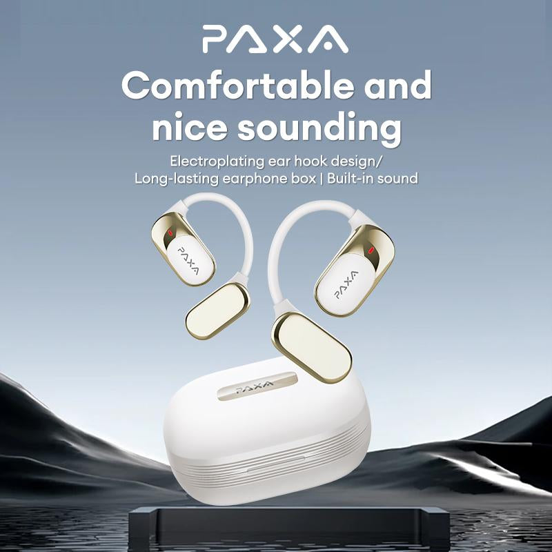 PAXA KC09 with Built-In 169-Language Translation Wireless Headphones with Electroplated Ear Hook Design – Comfortable, Great Sound, Bluetooth 5.4 Flash Connection, Wireless Earbuds for Music and Calls