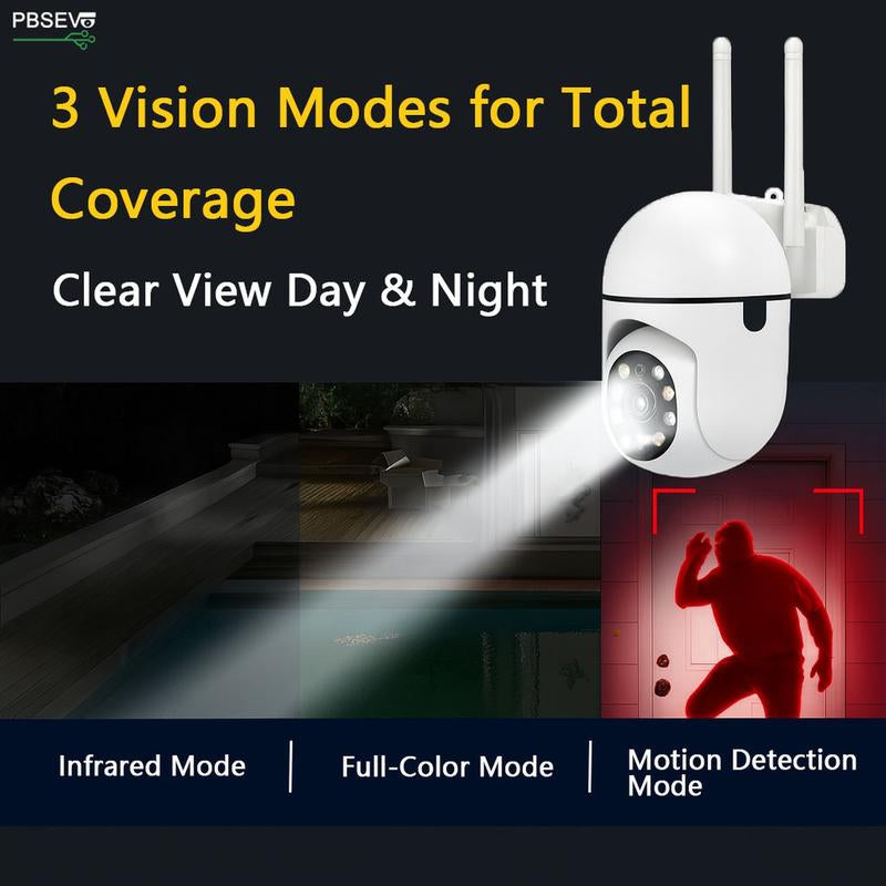 Security Cameras for Home, 1080P HD Panoramic PTZ Wifi Camera with Color Night Vision, Human Motion Detection, Sound Alert, 2-Way Talk, Tf/Cloud Storage PBSEV