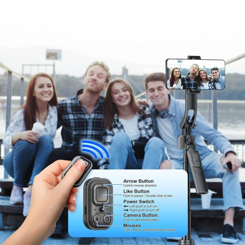 64"Auto Face Tracking Phone Tripod for Iphone/Android, 360° Rotation Selfiestick Tripod with Bluetooth Remote Control, Panoramic Tracking Suitable for Live Streaming/Videos Recording Scalable Selfie Stick