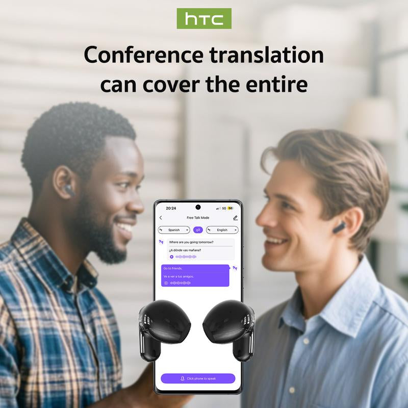 HTC NE20 AI Bluetooth Headset with LED Display, High-Fidelity Waterproof Wireless Headphones | Ideal for Work, Exercise, Study, and Audio Calls | Built-In Microphone | Headset