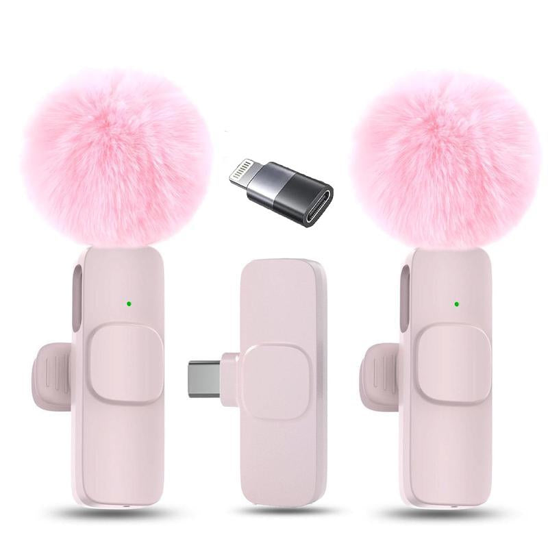 2 Pcs Wireless Lavalier Microphones for Iphone, Android, Ipad - Mini Wireless Clip-On Microphones Crystal Clear Sound Quality for Recording, Live Streaming,Vlog Microfono Minimic Usb C Interface Smartphone