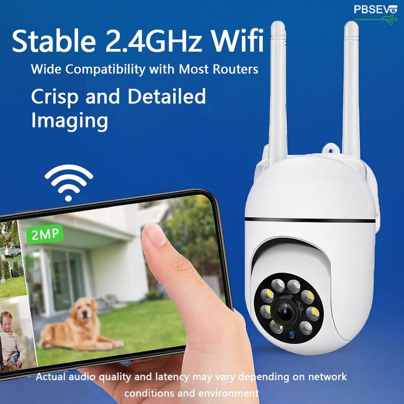 Security Cameras for Home, 1080P HD Panoramic PTZ Wifi Camera with Color Night Vision, Human Motion Detection, Sound Alert, 2-Way Talk, Tf/Cloud Storage PBSEV