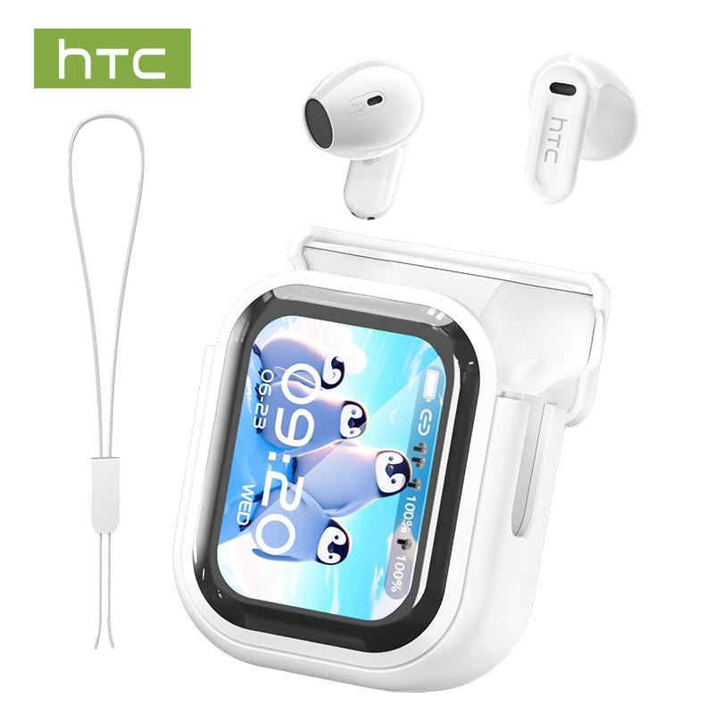 HTC NE20 AI Bluetooth Headset with LED Display, High-Fidelity Waterproof Wireless Headphones | Ideal for Work, Exercise, Study, and Audio Calls | Built-In Microphone | Headset