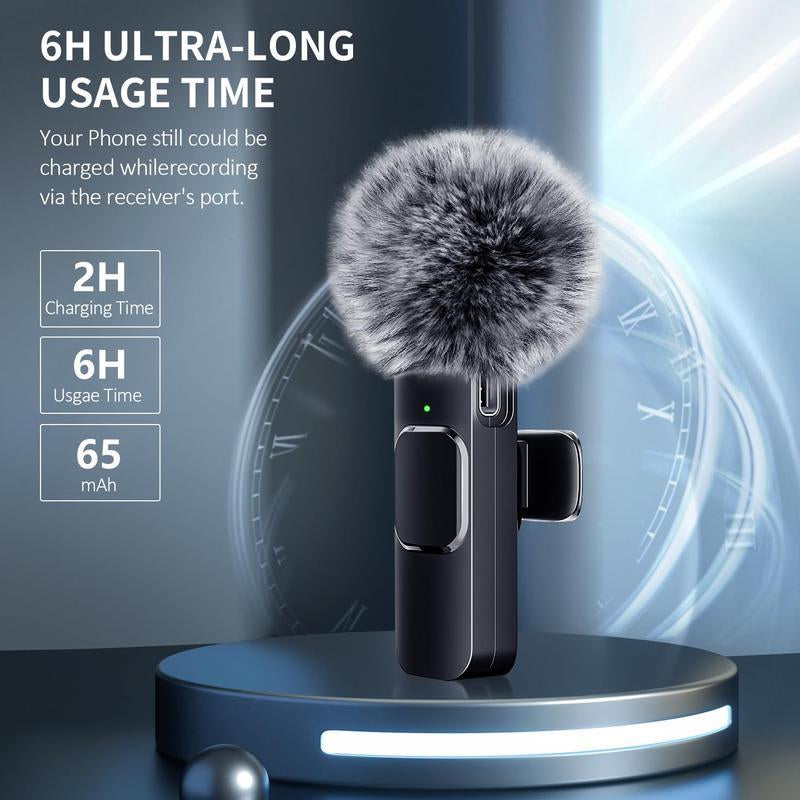 2 Pcs Wireless Lavalier Microphones for Iphone, Android, Ipad - Mini Wireless Clip-On Microphones Crystal Clear Sound Quality for Recording, Live Streaming,Vlog Microfono Minimic Usb C Interface Smartphone