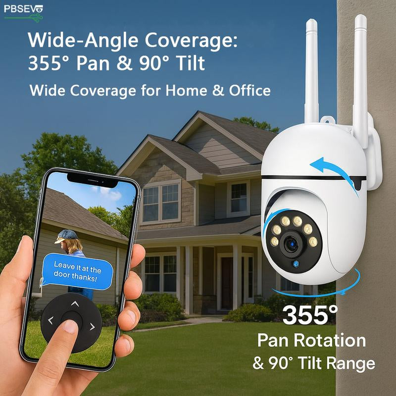 Security Cameras for Home, 1080P HD Panoramic PTZ Wifi Camera with Color Night Vision, Human Motion Detection, Sound Alert, 2-Way Talk, Tf/Cloud Storage PBSEV