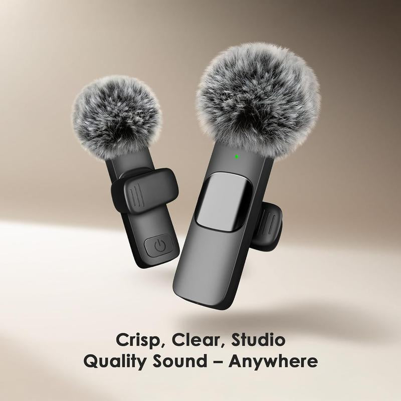 2 Pcs Wireless Lavalier Microphones for Iphone, Android, Ipad - Mini Wireless Clip-On Microphones Crystal Clear Sound Quality for Recording, Live Streaming,Vlog Microfono Minimic Usb C Interface Smartphone