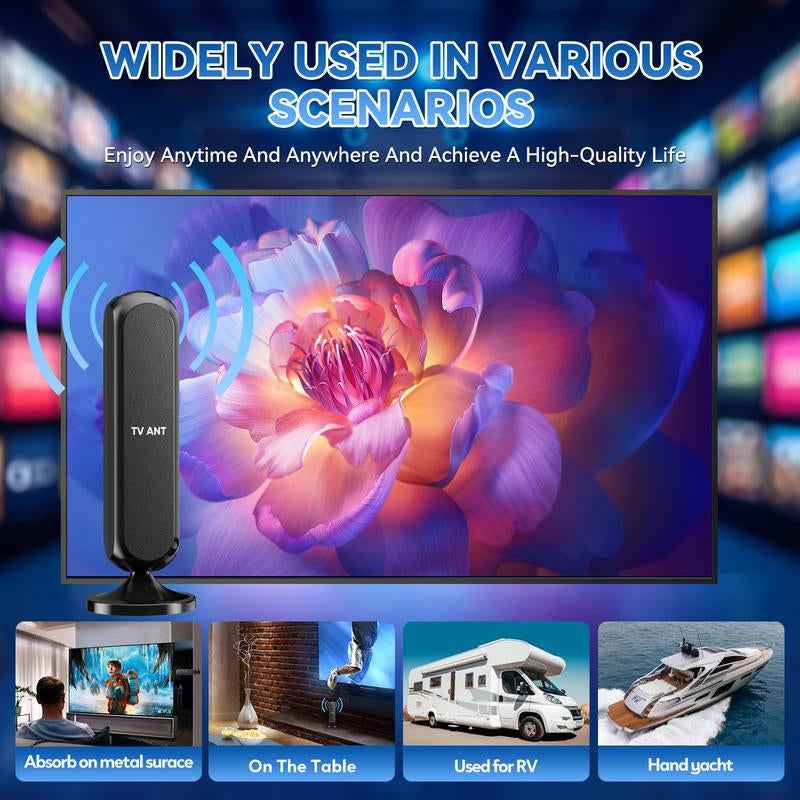 TV Antenna ā High-Gain Indoor 4K HDTV Digital Antenna for Smart Tvs with Enhanced Signal Reception, Long Range Coverage, Easy Installation for Apartments, Living Rooms, Bedrooms, Cable-Free TV, Digital Channels, Outdoorfun RV TV Antenna