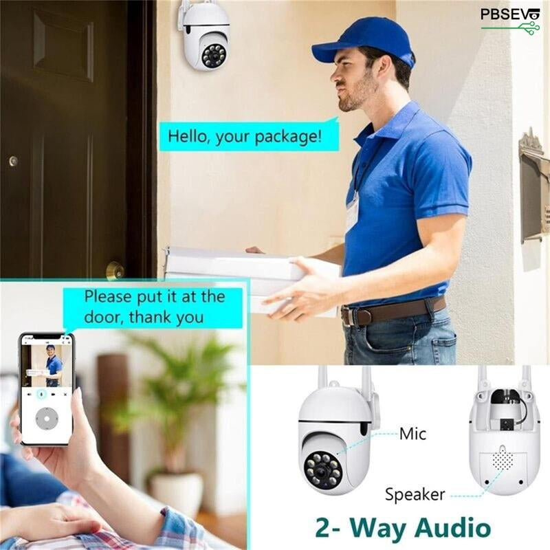 Security Cameras for Home, 1080P HD Panoramic PTZ Wifi Camera with Color Night Vision, Human Motion Detection, Sound Alert, 2-Way Talk, Tf/Cloud Storage PBSEV