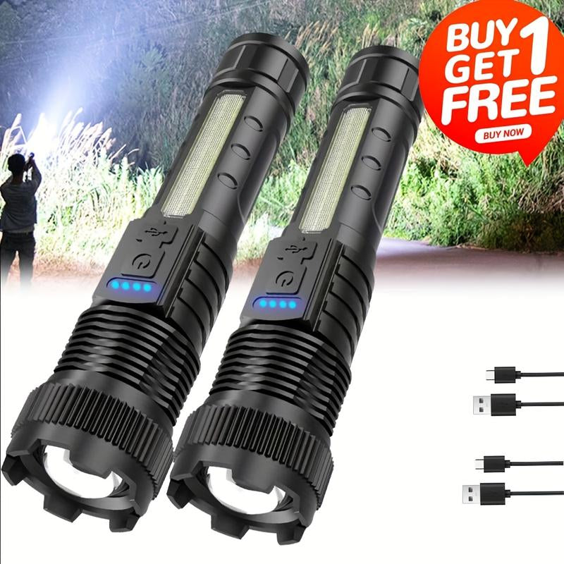 6-IN-1 ZOOM FLASHLIGHT! 200M BEAM & USB-C FAST CHARGE | 3 MAIN MODES + 3 COB SIDELIGHTS | POWER DISPLAY & PORTABLE BATTERY PACK | PERFECT for CAMPING & EMERGENCIES! Strong Flashlight High Lumen