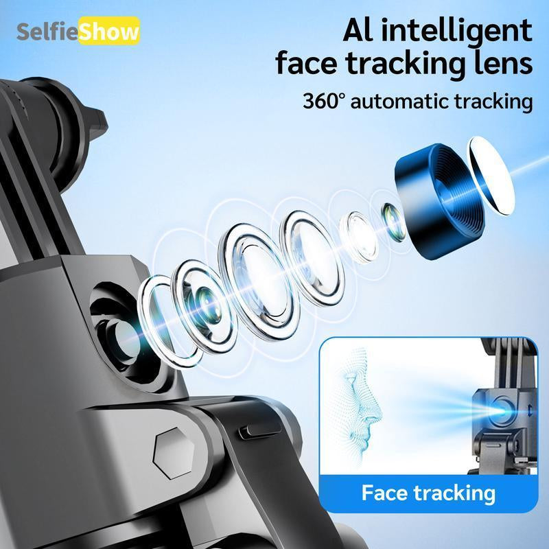 64"Auto Face Tracking Phone Tripod for Iphone/Android, 360° Rotation Selfiestick Tripod with Bluetooth Remote Control, Panoramic Tracking Suitable for Live Streaming/Videos Recording Scalable Selfie Stick