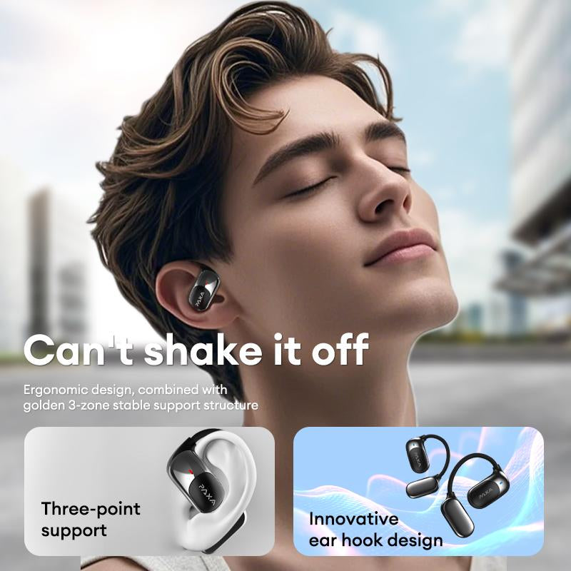 PAXA KC09 with Built-In 169-Language Translation Wireless Headphones with Electroplated Ear Hook Design – Comfortable, Great Sound, Bluetooth 5.4 Flash Connection, Wireless Earbuds for Music and Calls