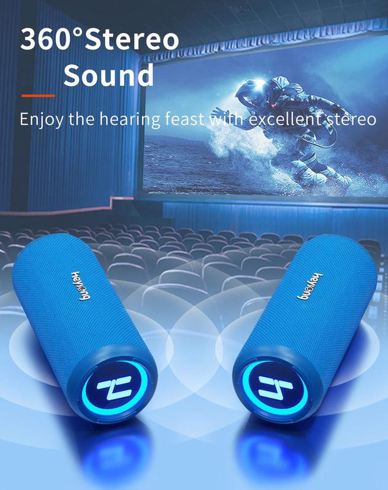 HEYSONG Sonic Blast Waterproof Bluetooth Speaker, Portable Wireless Outdoor Speaker with 20W Loud Stereo Sound, Rich Bass, IPX6 Speaker for Pool, Shower, Audio Playback on Smartphones, Beach Accessories, Gifts for Men