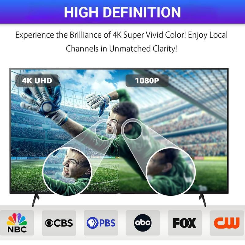 Digital TV Antenna for Smart TV Indoor,2025 TV Antenna with 3M Stick Base, 360°&Long Range Reception HDTV Antenna for Local Channels, Easy Installation Antennas for Tvs without Cable