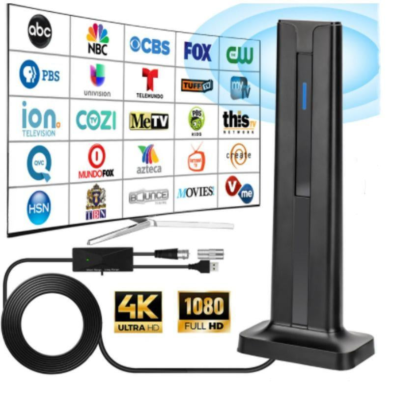 Digital TV Antenna for Smart TV Indoor,2025 TV Antenna with 3M Stick Base, 360°&Long Range Reception HDTV Antenna for Local Channels, Easy Installation Antennas for Tvs without Cable