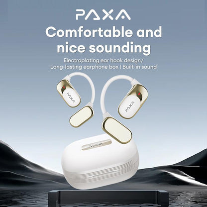 PAXA KC09 with Built-In 169-Language Translation Wireless Headphones with Electroplated Ear Hook Design – Comfortable, Great Sound, Bluetooth 5.4 Flash Connection, Wireless Earbuds for Music and Calls