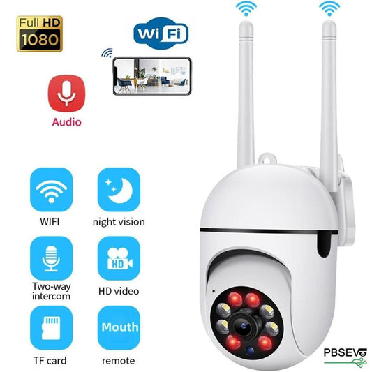 Security Cameras for Home, 1080P HD Panoramic PTZ Wifi Camera with Color Night Vision, Human Motion Detection, Sound Alert, 2-Way Talk, Tf/Cloud Storage PBSEV