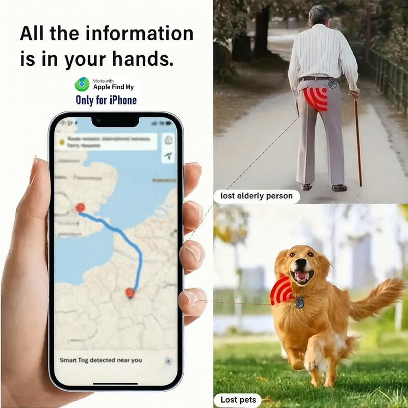 [Fall Deals] Tukio GPS Tracker for Cars & Pets (Ios Only)- Mini Clear Design, Weatherproof Case, Anti-Lost Device, Works with Apple Find My (Ios Only), No Monthly Fees, IP67 Waterproof, Replaceable Battery
