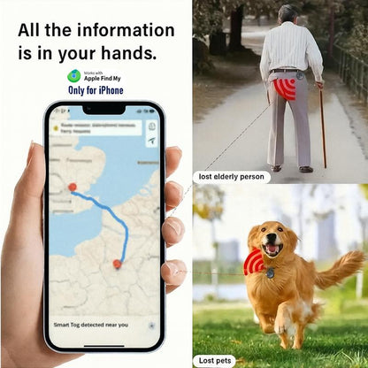 [Fall Deals] Tukio GPS Tracker for Cars & Pets (Ios Only)- Mini Clear Design, Weatherproof Case, Anti-Lost Device, Works with Apple Find My (Ios Only), No Monthly Fees, IP67 Waterproof, Replaceable Battery