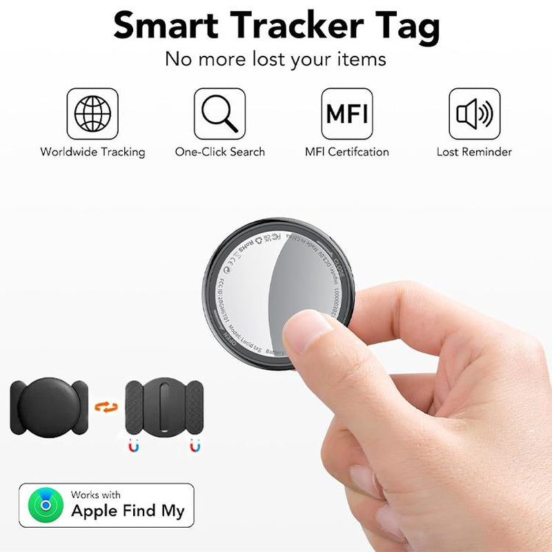[Fall Deals] Tukio GPS Tracker for Cars & Pets (Ios Only)- Mini Clear Design, Weatherproof Case, Anti-Lost Device, Works with Apple Find My (Ios Only), No Monthly Fees, IP67 Waterproof, Replaceable Battery