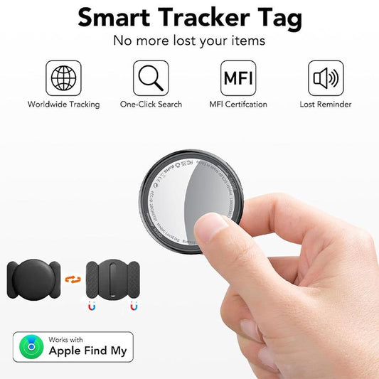 [Fall Deals] Tukio GPS Tracker for Cars & Pets (Ios Only)- Mini Clear Design, Weatherproof Case, Anti-Lost Device, Works with Apple Find My (Ios Only), No Monthly Fees, IP67 Waterproof, Replaceable Battery