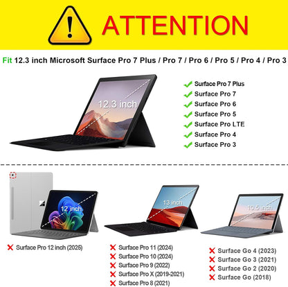 Case for 12.3 Inch Microsoft Surface Pro 7 Plus, Surface Pro 7, Surface Pro 6, Pro 5, Pro 4, Pro 3 - Portfolio Business Cover with Pocket, Compatible with Type Cover Keyboard, Purple