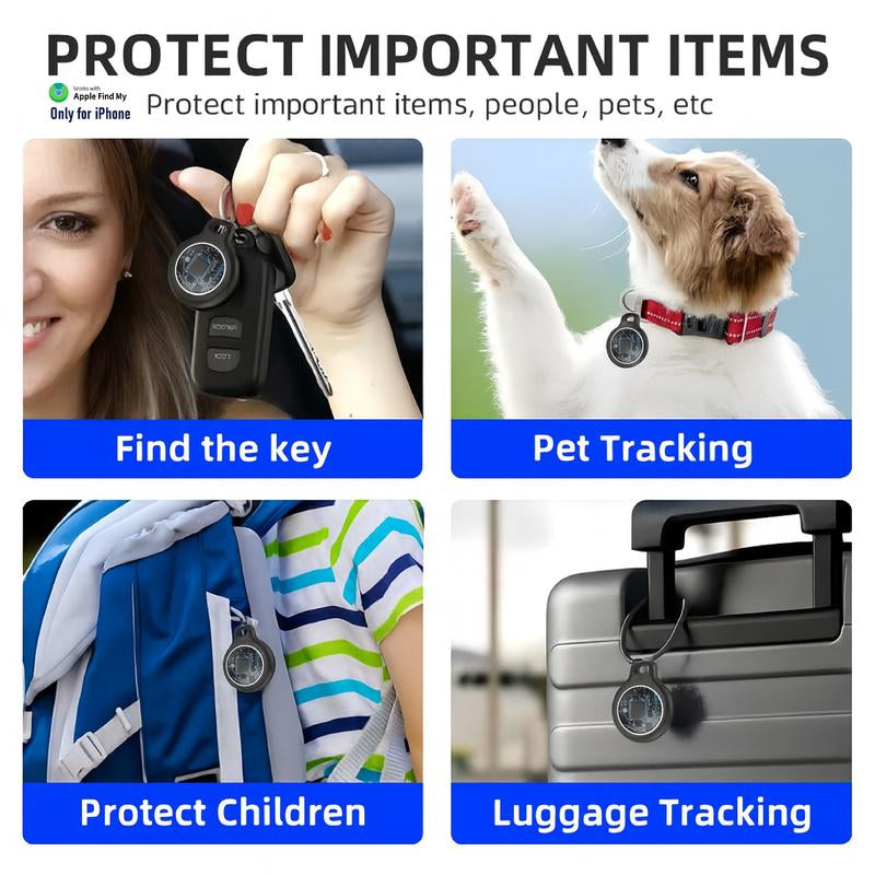 [Fall Deals] Tukio GPS Tracker for Cars & Pets (Ios Only)- Mini Clear Design, Weatherproof Case, Anti-Lost Device, Works with Apple Find My (Ios Only), No Monthly Fees, IP67 Waterproof, Replaceable Battery