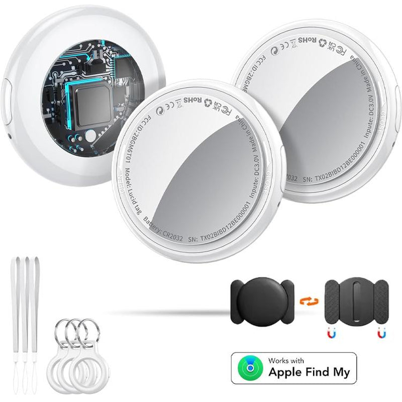 [Fall Deals] Tukio GPS Tracker for Cars & Pets (Ios Only)- Mini Clear Design, Weatherproof Case, Anti-Lost Device, Works with Apple Find My (Ios Only), No Monthly Fees, IP67 Waterproof, Replaceable Battery