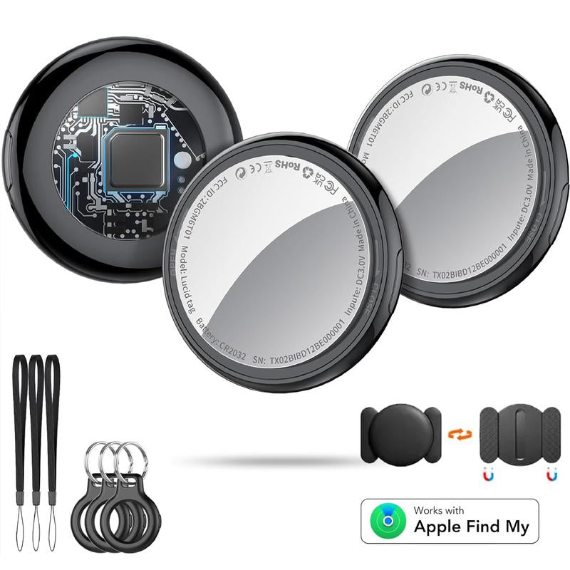 [Fall Deals] Tukio GPS Tracker for Cars & Pets (Ios Only)- Mini Clear Design, Weatherproof Case, Anti-Lost Device, Works with Apple Find My (Ios Only), No Monthly Fees, IP67 Waterproof, Replaceable Battery